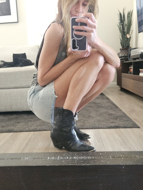 PAIGE Shoes - Black PAIGE Leather Western Ankle Boots